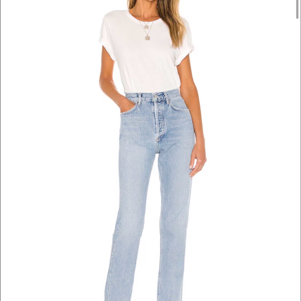 Agolde High-Rise Straight Light Blue Jeans